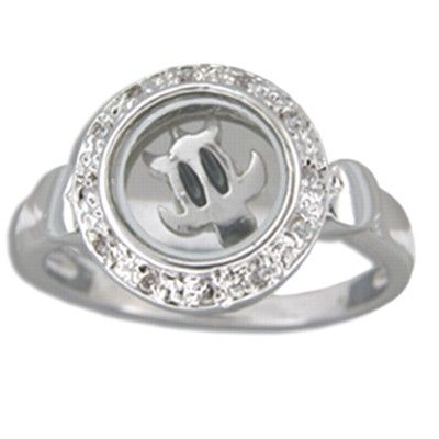 Sterling Silver Hawaiian Spinning HONU Ring with Clear CZ 
