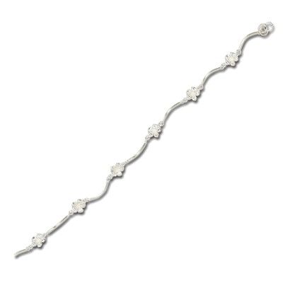 Sterling Silver 8MM Hawaiian Plumeria and Long Bar Design Anklet