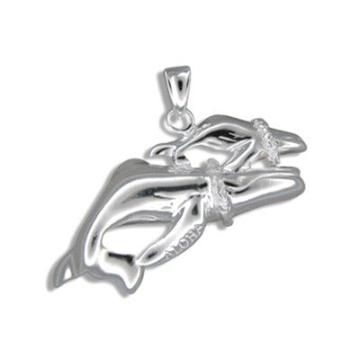 Sterling Silver Hawaiian Mother and Baby Whale Pendant