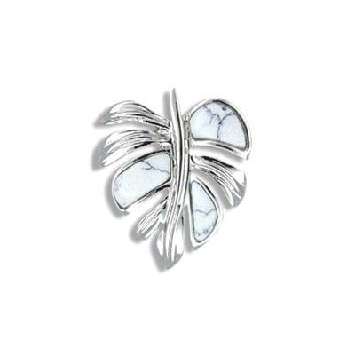 Sterling Silver White Turquoise Monstera Leaf Pendant