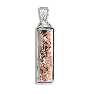 Fine Engraved Sterling Silver Plumeria and Scroll Pendant