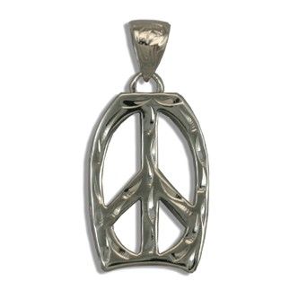 Fine Engraved Sterling Silver Hawaiian Peace Sign with Bodyboard Shaped Pendant