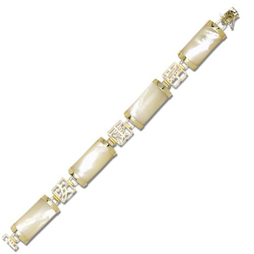 14KT Yellow Gold Chinese Characters with MOP (Mother of Pearl Shell) Bracelet