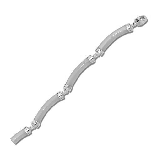 Sterling Silver White Cat-Eye Curve Bracelet