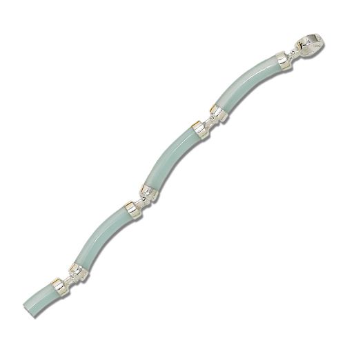 Sterling Silver Aquamarine Blue Cat-Eye Curve Bracelet