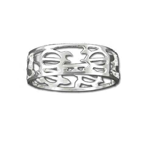 Sterling Silver Cut_In Hawaiian HONU Design with 8MM Ring Band