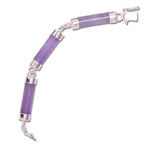Sterling Silver Longevity Purple Jade Short Tube Bracelet