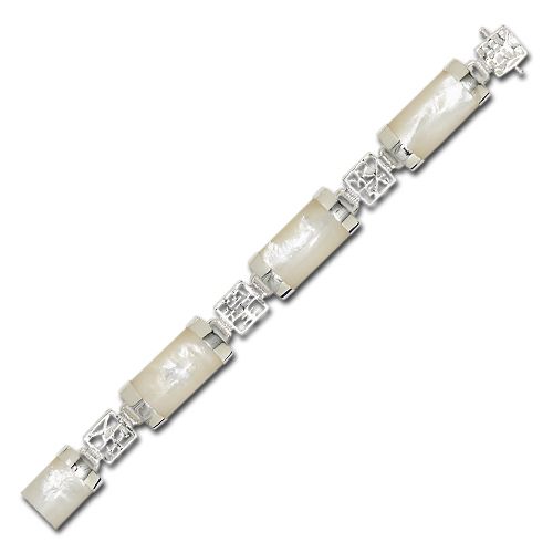 Sterling Silver Chinese Characters with MOP (Mother of Pearl Shell) Bracelet