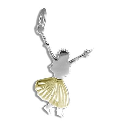 Sterling Silver Yellow Gold Coated Kahiko Hula Dancing III Pendant