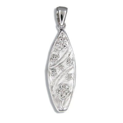 Sterling Silver Hawaiian Plumeria with Surfboard Shaped Pendant (L)
