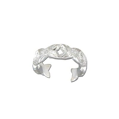 thumbnail image 2 of .925 Sterling Silver Hawaiian Plumeria Flower Scroll Toe Ring – Cut Out Edge, 8mm, Unbranded 2 of 5