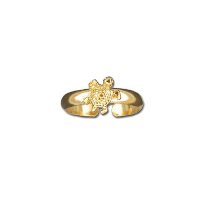 Sterling Silver Yellow Gold Coated Hawaiian Sea Turtle Design Toe Ring