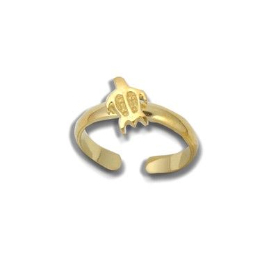 Sterling Silver Yellow Gold Coated Hawaiian HONU Design Toe Ring