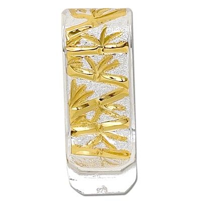 Sterling Silver Two Tone Hawaiian Bamboo Design Money Clip