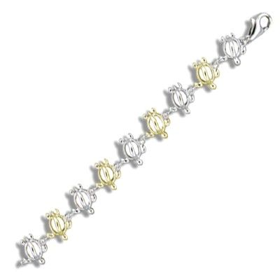 Sterling Silver Hawaiian Open Two Tone HONU Anklet