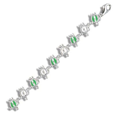 Sterling Silver Hawaiian Open Green Epoxy HONU Anklet