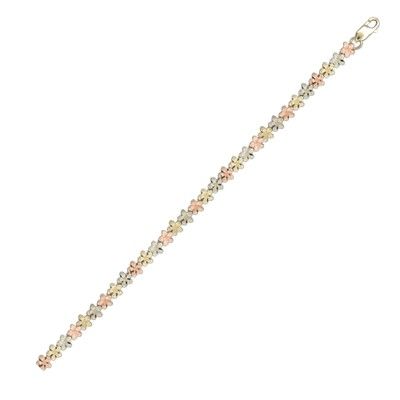 14KT Tri-Color Gold Hawaiian 6mm Plumeria Bracelet