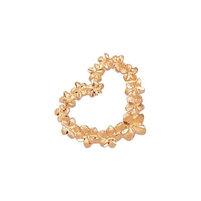 14KT Rose Gold Plumeria Leis Heart Slide