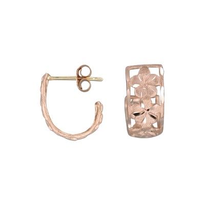 14kt Rose Gold Hawaiian 6mm Plumeria Loop Earrings