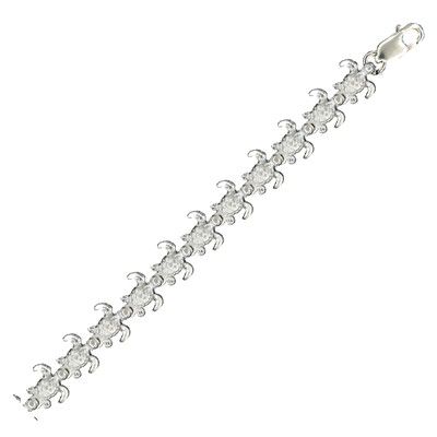 Sterling Silver 7MM Mini Hawaiian Sea Turtle Design Bracelet