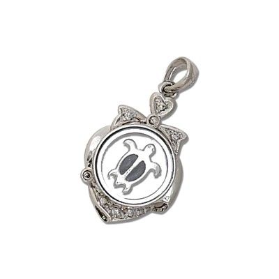 Sterling Silver Hawaiian Spinning HONU with CZ Pendant