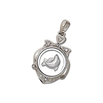 Sterling Silver Hawaiian Spinning Dolphin with CZ Pendant