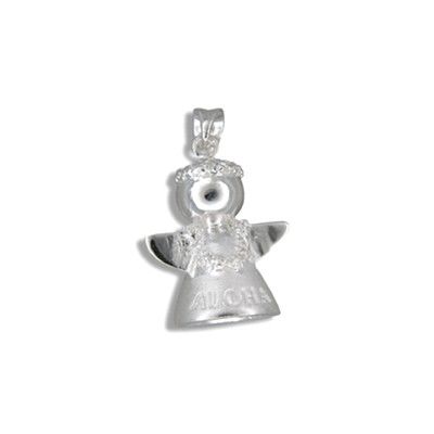 Sterling Silver Hawaiian Angel with 'ALOHA' Design Pendant (M)