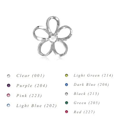 Sterling Silver 15MM Hawaiian Plumeria with Swarovski Crystal Pendant