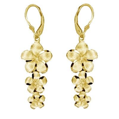 14kt Yellow Gold Flower Dangle Earrings