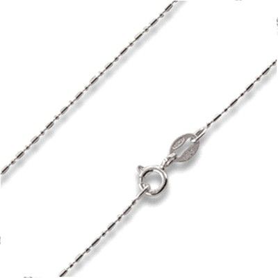 Rhodium Sterling Silver Bar and Bead Chain