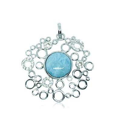 Sterling Silver and Genuine Larimar Bubbles Pendant