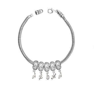 Sterling Silver ALOHA Bead Starter Bracelet with Screw End