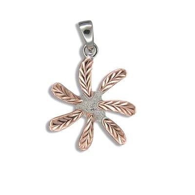 Fine Engraved Sterling Silver Tiare Flower Pendant