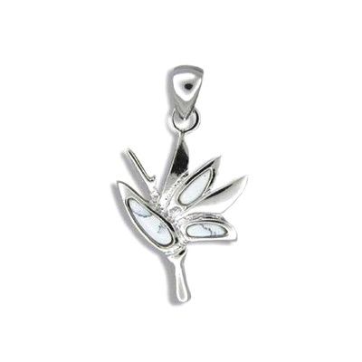 Sterling Silver White Turquoise Bird of Paradise Pendant