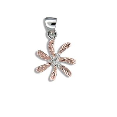 Fine Engraved Sterling Silver Tiare Flower (S) Pendant