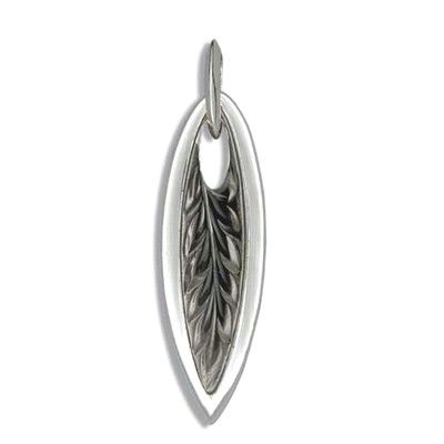 Fine Engraved Sterling Silver Men's Maile Design with Surf Board Pendant