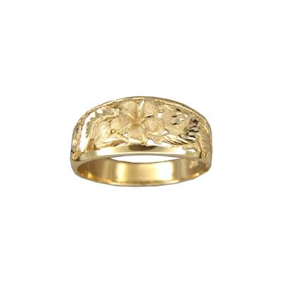 14kt Yellow Gold 6mm Cut-In Hawaiian Plumeria Taper Ring