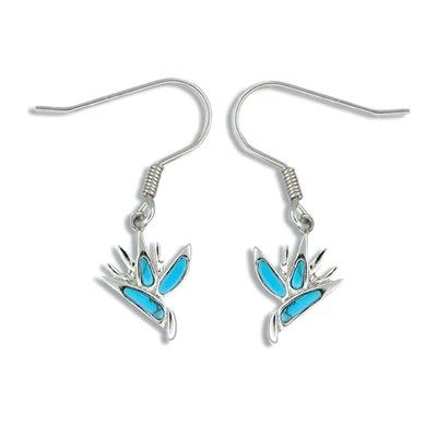 Sterling Silver Blue Turquoise Bird of Paradise Earrings