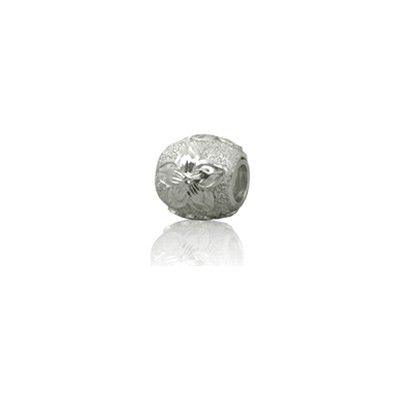 Sterling Silver Hawaiian Rhodium Plumeria Bead Charm