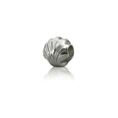 Sterling Silver Hawaiian Rhodium Clam Shell  Bead Charm