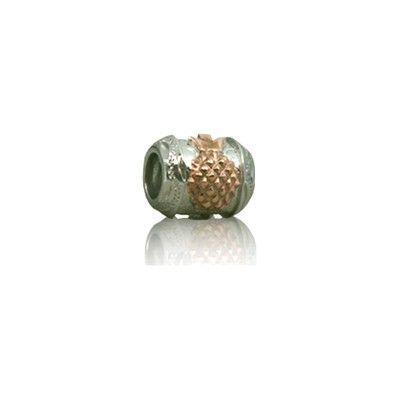 Sterling Silver Hawaiian Rhodium Rose Pineapple Bead Charm