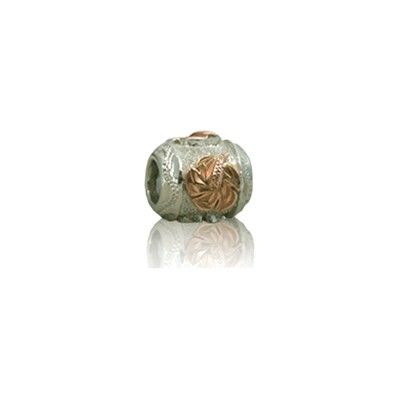 Sterling Silver Hawaiian Rhodium Rose Hibiscus Charm Bead