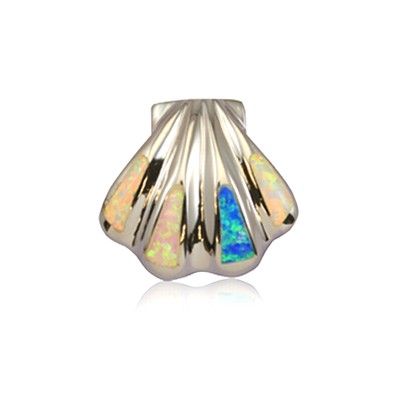 Sterling Silver Hawaiian Rainbow Opal Clam Shell Pendant