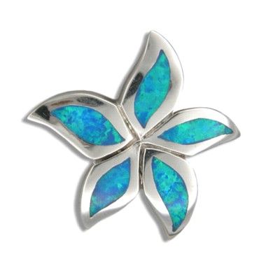 Sterling Silver Hawaiian Blue Opal Starfish Pendant
