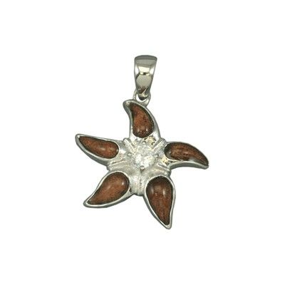 Sterling Silver Hawaiian Koa Wood Starfish Pendant