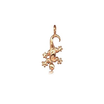 Sterling Silver Hawaiian Rose Gold Coated Gecko Mini Charm