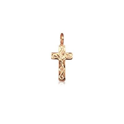 Sterling Silver Hawaiian Rose Gold Coated Cross Mini Charm