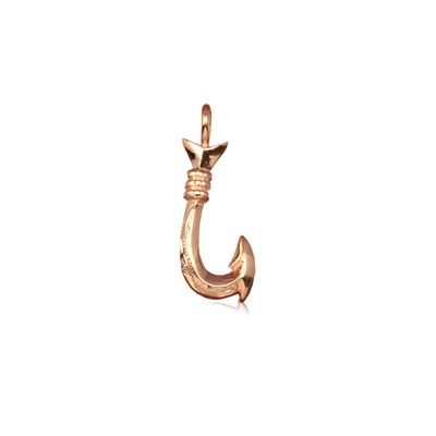 Sterling Silver Hawaiian Rose Gold Coated Fish Hook Mini Charm