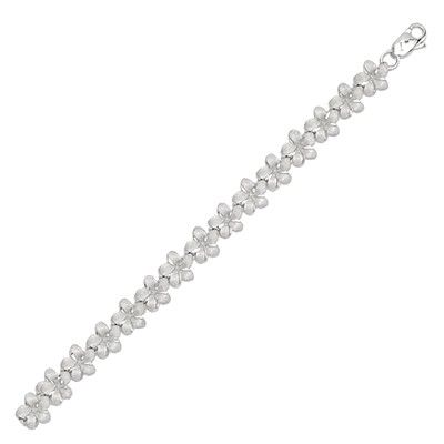 14kt White Gold 7mm Plumeria Leis Bracelet