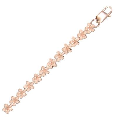 14KT Rose Gold Hawaiian 6mm Plumeria Bracelet